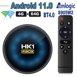 10 sztuk HK1 RBOX W2 Android 11 tv, pudełko 4GB 64GB procesor amlogic s905w2 4K AV1 odtwarzacz multimedialny 2.4G 5G Wifi BT4.0