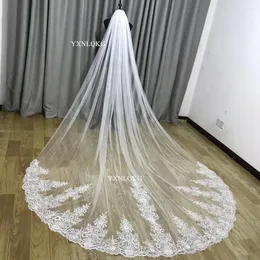 Bridal Veils Veu de Noivhigh Quality Cathedral Lace Wedding Veil White Ivory 3M z grzebieniami długotrwały na akcesoria panny młodej