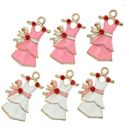 Charms 10pcs/lot Polka Dot Women Dress Enamel Metal Earring Bracelet Clothes Pendant DIY Jewelry Making Phone Decor Accessories