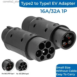 電気自動車アクセサリー16A/32A TYPE2からTYPE1 EV充電器アダプターソケットIEC 62196 J1772充電コネクタコンバーターEVSEアクセサリQ231113