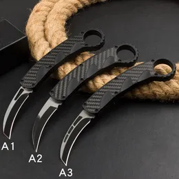 Специальное предложение АВТО тактический керамбитовый нож с когтями 440C, черный двухцветный клинок из сплава Zn-al / ручка из углеродного волокна, ножи для выживания на открытом воздухе с нейлоновой оболочкой