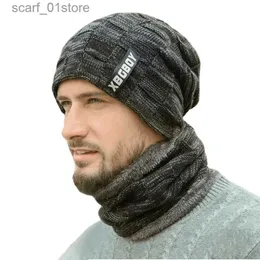 Chapéus cachecóis conjuntos de inverno chapéu cachecol pele linning conjuntos bonnets chapéus para homens mulheres gorros bacalava c pescoço mais quente veludo engrossar bobble chapéu masculinol231113