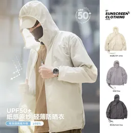 Herren-Trenchcoats Maden UPF 50 UV-Sonnenschutzjacke mit durchgehendem Reißverschluss, leicht, dünn, atmungsaktiv, verstaubar, Angeln, Windjacke, Wandern, mit Kapuze, Hautmantel 230413