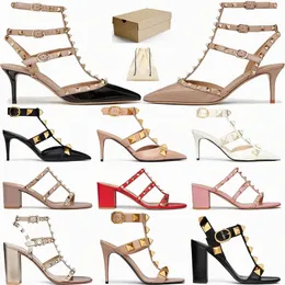 Tasarımcı VT Sandal Terlik Kaydırıcı Kutu Kadın Tasarımcıları Yüksek Seksi Stiletto Topuk Elbise Ayakkabı Ayakkabı Strap Roman Saplama Sandal Sevgilinolies