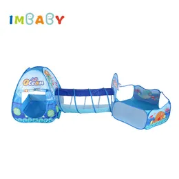 Baby Rail IMBABY Foldable 3 In 1 Playpen For Children Portable Kid Tipi Tent Crawling Tunnel Baby Dry Ocean Ball Fence Play Pool Connected 230412