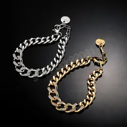 Pulseira de meio zircão Chain Chain Iced Out Chain Link Bracelet para homens Mulheres Hip Hop Zircon Corrente à mão