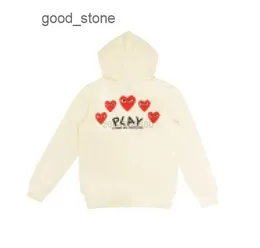 Men's Hoodies Sweatshirts Designer Com Des Garcons Sweatshirt Mockneck Cdg Play Big Heart Hoodie Full Zip Up Beige Brand Essentialhoodies EYY9