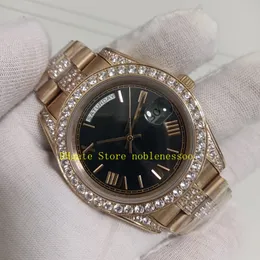 3 컬러 실제 사진 남성 자동 시계 남자 40mm 228235 녹색 다이얼 날짜 블랙 18K 로즈 골드 남자 다이아몬드 베젤 팔찌 아시아 2813 운동 기계적 시계