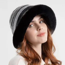 Berets senhoras fuzzy earflap pescador chapéu inverno ao ar livre à prova de vento quente balde de pelúcia moda contraste cor de malha