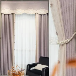 Curtain Modern And Simple Curtains For Living Room Bedroom Chenille Pink Shading Finished Crotinas Stitching Fabric