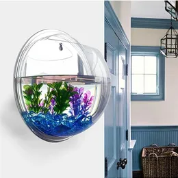 Akvarier transparent akryl hängande vägg akvarium växt vas blommor gräs hangar fisk tank skål mini hem dekor kontor dekoration 231113