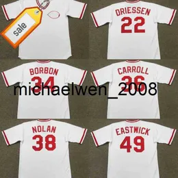 Mich28 10 Sparky Anderson 49 Rawly Eastwick 22 Dan Driessen 34 Pedro Borbon 36 Clay Carroll Baseball Jersey Men Men Youthed