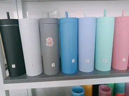 Tumblers 160Z doppelwandige schlanke, dünne, versiegelte Trinkflasche, bunte Wasserflasche mit Deckel, Strohhalm, gerade Tasse, isolierte Kaffeetasse, Sport