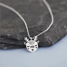 Pendant Necklaces Original Handmade Elk Fashion Sweet Animal Silver Plated Jewelry Cute Deer Clavicle Chain Hollow Women H503