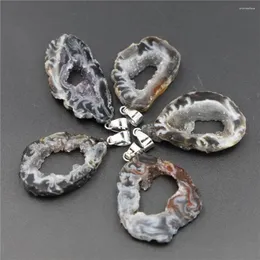 Colares de pingente moda pedra natural druzys ágata fatia forma irregular colar pingentes encantos para fazer jóias diy tamanho 25-40mm