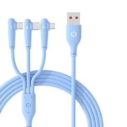 66w 3 In 1 Usb Charger Cable Super Fast Charging Data Cable Compatible For Android Iphone Type-c Devices with Retail Boxes