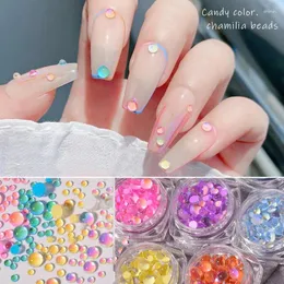 Nagelkonstdekorationer 1 Box Macaron Candy Color Aurora Gradual Change Crystal Beads Manicure Accessories grossist Drop