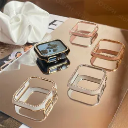 Outros acessórios de moda Case de creme de diamante brilhante de luxo para Apple Watch 41mm 38mm 45 40mm Tampa dura a laser de 40 mm para Iwatch Series 8 7 6 SE 5 4 3 2 J230413