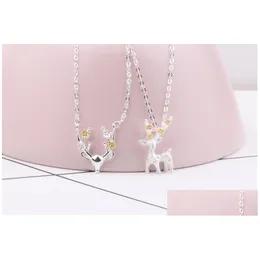 1 Pcs Delicate Fawn Necklace Siery Antler Pendant Collarbone Chain Nice Gift Christmas Present Decoration Drop Delivery Dhoy8