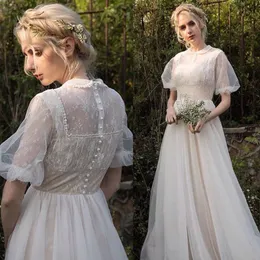 Wedding Dress Other Dresses Lace Vintage A-Line Collar O Neck Bridal Gown Short Puffy Sleeves Gowns Vestido De Novia Country StyleOther