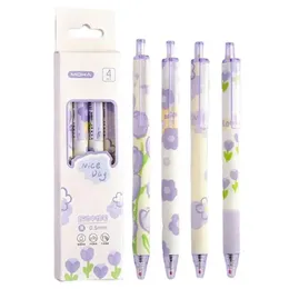 نقطة PENS GEL GEL POINT | 4pcs قبضة الراحة الحبر الأسود القابل للسحب 05 مم قلم القلم الكتابة السلس 231113