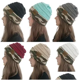 로고 위장 모자 모자 가을과 겨울 야외 야외 따뜻한 점퍼 니트 캐주얼 모자가있는 6 가지 색상 DHRPC