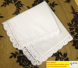 Set of 12 Home Textiles Wedding Handkerchief Cotton Ladies Hankies Adults Women Hanky Party Gifts Embroidered Crochet Lace