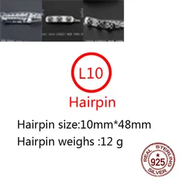 L10 S925 Sterling Silver Hairpin Personalized Fashion Punk Hip Hop Style Hairpin Three Cross Flower Letter Shaped Lover Gift