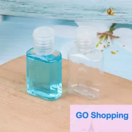 Garrafa de plástico PET desinfetante para as mãos de 30ml com tampa flip top garrafas quadradas para essência de cosméticos