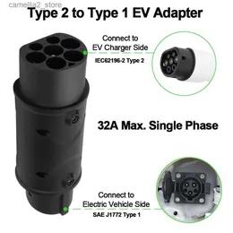 Аксессуары для электромобилей Зарядное устройство IEC62196-2 Тип 2 до J1772 1 Адаптер переменного тока EVSE 1 фаза 32 А Разъем зарядного преобразователя Автомобильный аксессуар Q231113