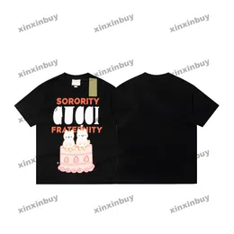 xinxinbuy Herren Designer T-Shirt 23ss Paris Bunte Kuchen Kurzarm Baumwolle Damen Schwarz Weiß Blau Grau XS-L