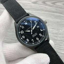 Inne zegarki 2021 Luksusowe wiadomości męskie zegarki Automatyczne mechaniczne stal ze stali nierdzewnej Czarna skóra prosta 41 mm pilotów Zegarek XVIII Outdoor IW327012 J230413