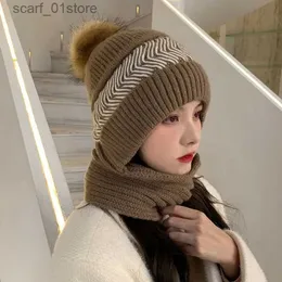 Cappelli Sciarpe Set Cappello di lana Donna Autunno Inverno Stile coreano All-match Carino caldo e spesso Ciclismo Cappello a prova di freddo Sciarpa Un set Cappello lavorato a magliaL231113