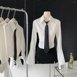 Women's Blouses Lauri Laki White Blouse For Women Elegant Office Wear Long Sleeve Shirt Mujer Spring Summer 2023 Tops