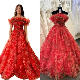Bubble çoklu balo elbisesi 2K24 Straplez Baskı Gül Çiçek Tül Lady Pageant Kış Resmi Akşam Kokteyl Partisi Hoco Gala Elbise Gelinin Konuk Prenses Kırmızı