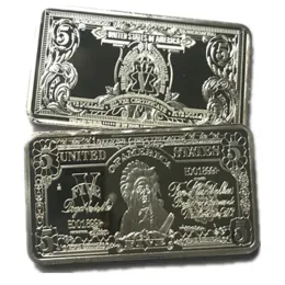 10 шт. Посеребренный слиток номиналом 5 долларов 50 мм x 28 мм, американские коллекционные монеты, слитки для украшения дома