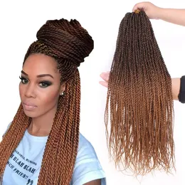 22 inç ombre renk Senegalese Twist Saç Tığ Örgileri 30 Stand 18 inç sentetik Senegalli Bükülmeler Örgü Saç Uzantıları