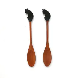 100pcs 21x3cm cat lapeor wooden spoon ice tea wood spoon cake cheam cream sn5216