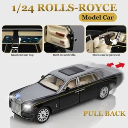 Druckguss-Modellauto 1:24 Rolls-Royce Phantom Starry Sky Top-Auto, Simulation von Sound und Licht, zurückziehbares Legierungsauto-Modell, Dekoration, Junge, Spielzeugauto, Geschenk, 231110