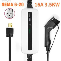 Acessórios para veículos elétricos Tipo 1 Carregador de carro J1772 EV para veículo elétrico 10A 16A 3.5KW Nível 2 US NEMA 6-20 Plugue EV Carregador EVSE para Nissan Leaf Q231113