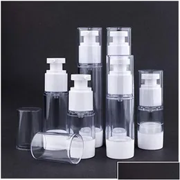 Packing Bottles Wholesale 15Ml 30Ml 50Ml 80Ml 100Ml 120Ml Airless Pump Bottle Vacuum Press Lotion Spray Containers Refillable Portab Dhxsm