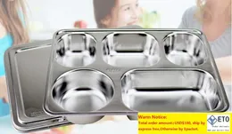2020 Nya miljövänliga rostfritt stål Bento Lunch Box Food Container med 5 fack med stållock för vuxna och barn