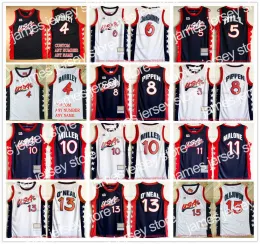 كرة السلة الكلية ترتدي ميتشل ونيس 1996 الولايات المتحدة الأمريكية دريم فريق كرة السلة القميص رجل شباب شباب الاطفال هكيم أولاجوون بيني هارداواي تشارل