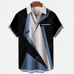 Erkek Girmiş Gömlekler Hawaii Gömlek Erkekler 5xl Erkek Çizgili Gömlek 3D Baskı Moda Sıradan Retro Stil Kısa Kısa Fildişi Gömlek Camisa Manga Curt 230413