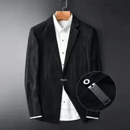 Abiti da uomo Blazer Arrivo Primavera Moda Nero Scuro Grain Grid Blazer Cotton Hight Quality Mens Suit Plus Size M - 4XL