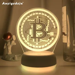 Novelty Items Acrylic Led Night Light Bitcoin for Room Decorative Nightlight Touch Sensor 7 Color Changing Battery Powered Table Night Lamp 3d 231113