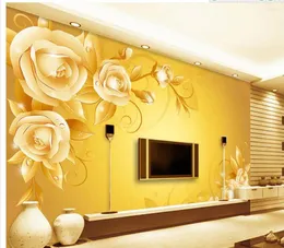Duvar Kağıtları 3D Duvar Kağıdı Oda Altın Gül Arka Plan Duvar Banyo Özel