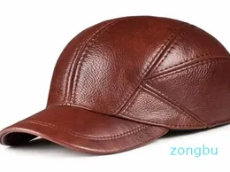 Ball Caps Wysokiej jakości oryginalna skórzana czapka baseballowa mężczyźni prawdziwy snapback brązowy brownblack jesienna zima tata hatball piłka balowa