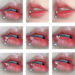 Zungenringe für Damen, modischer Piercing-Körperschmuck, Zirkon-Kristall, silberfarben, Liebesherz, runde Form