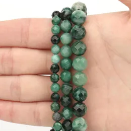 Lose Edelsteine Großhandel natürliche grüne Glimmer facettierte Handwerk Runde Edelsteine Perlen für Schmuck machen DIY Armband 6mm 8mm 10mm 15 Zoll
